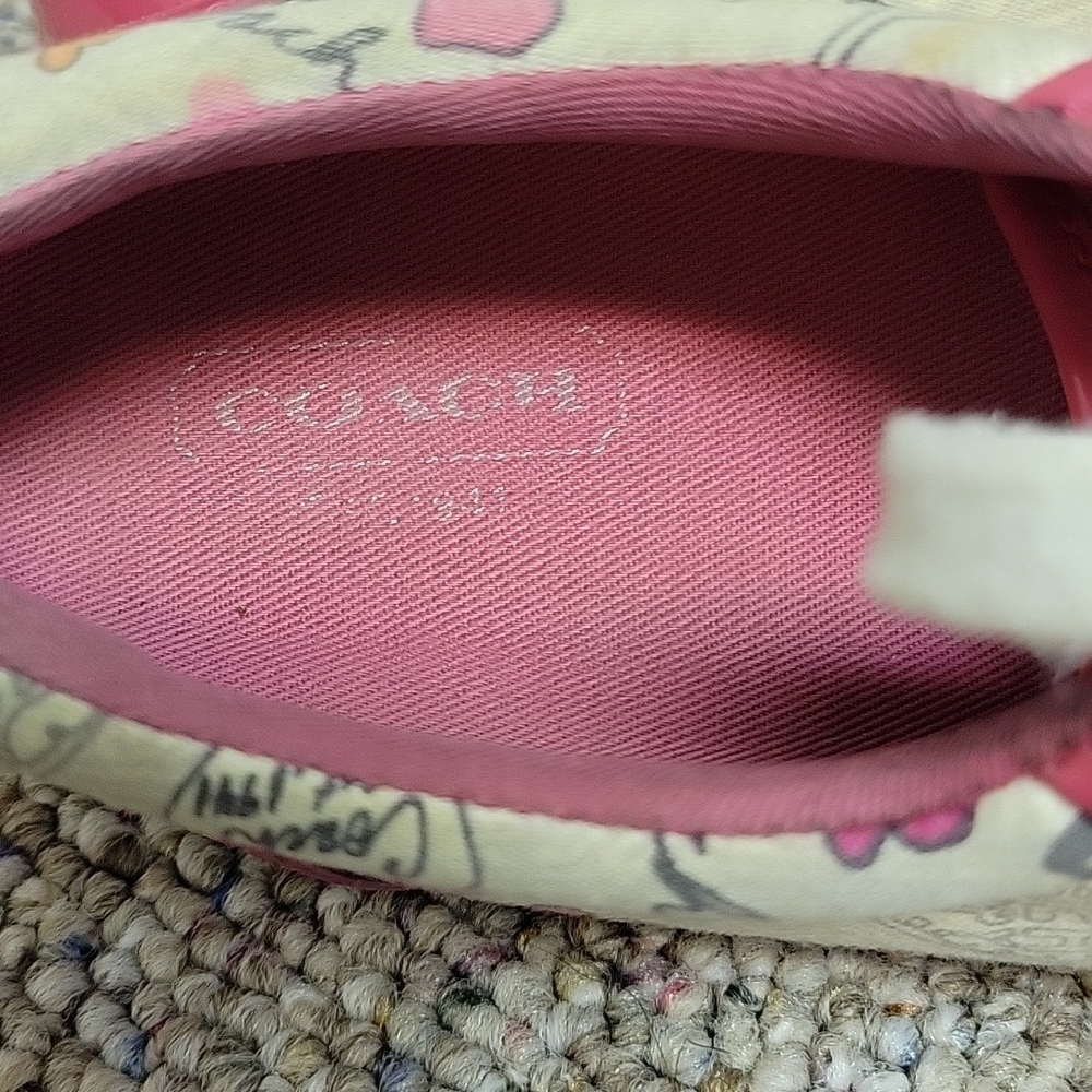 Coach Poppy Barrett Pink and Cream Women's Sneakers, Leather Trim. Sz 7 - Picture 7 of 9